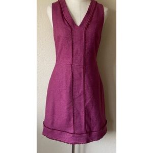Banana Republic Sleeveless Dress - Herringbone Pink V Neck Wool Blend Stretch 6
